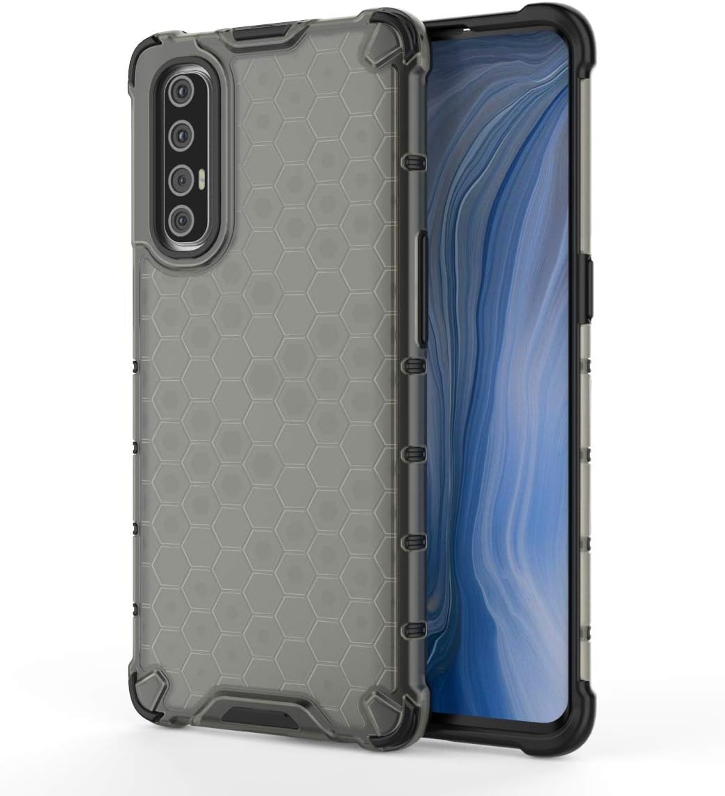 Reno 3 Pro Case-Oppo Reno 3 Pro Case Gray, Futanwei Honeycomb Series Rugged Shock Armor Case with Four Corners Thickening Design Military Heavy-Duty Anti-Drop Case for Oppo Reno 3 Pro Case