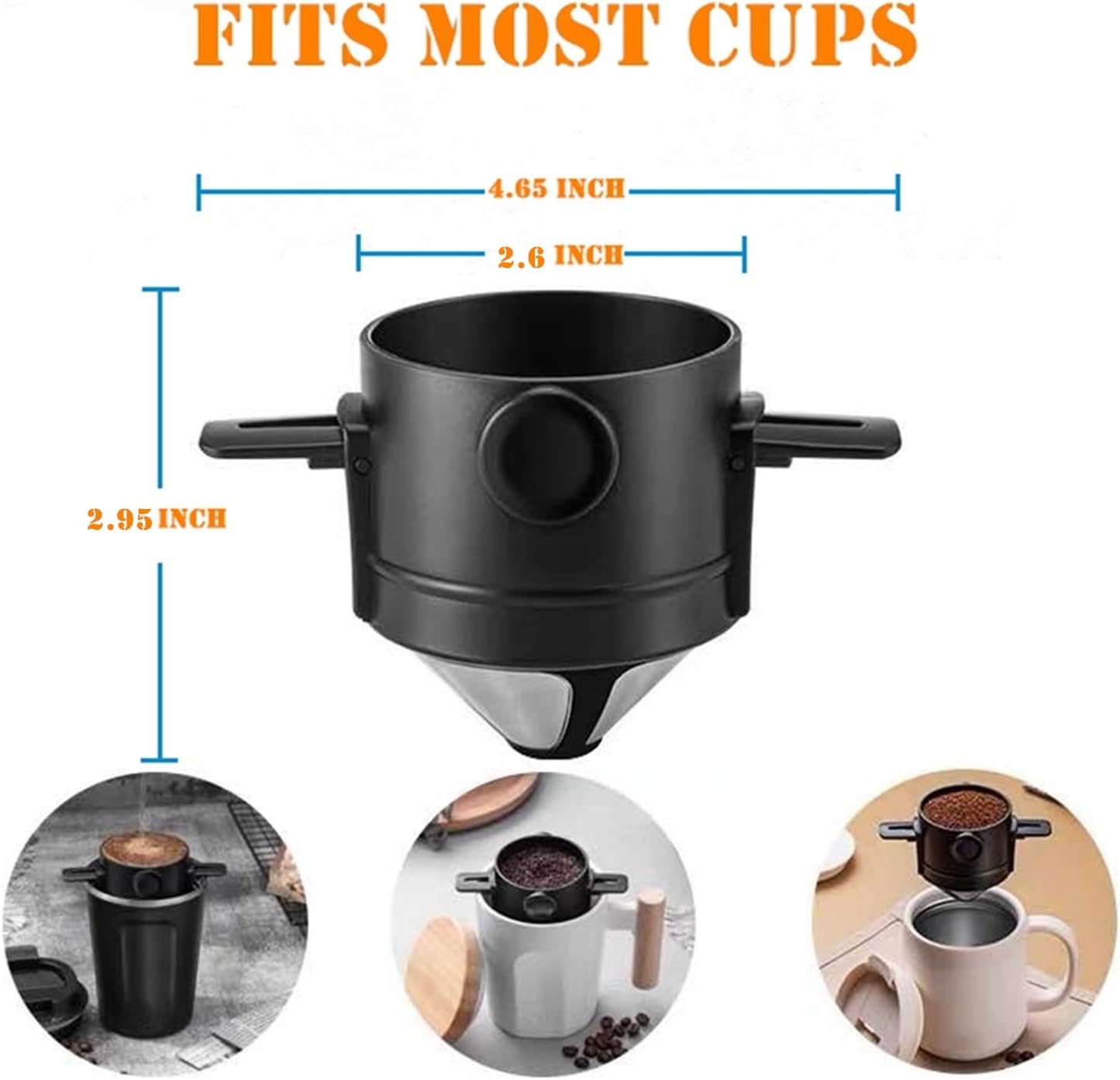 Pour Over Coffee Maker 1-2 Cup, Reusable Cone Coffee Dripper Filter - Image 5