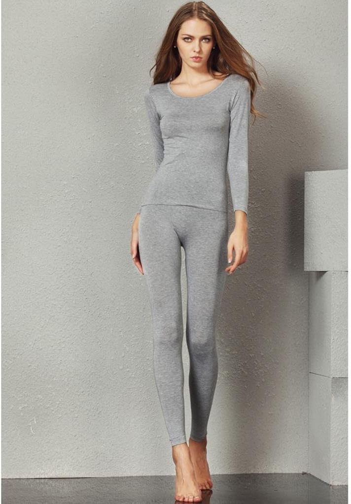 Liang Rou Women's Crewneck Long Johns Ultra Thin Modal Thermal Underwear Top & Bottom Set at  Women’s Clothing store
