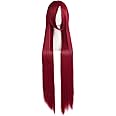 MapofBeauty 40" 100cm Long Straight Cosplay Costume Wig (Dark Red)