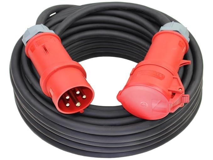 Câble De Connexion CEE 32A Aktobis H07RN-F 5G6 De 10 M De Long Avec Connecteur Et Prise Inclus, IP44