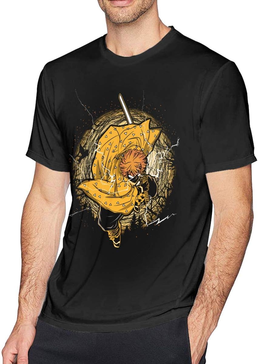 Anime Demon Slayer Kimetsu No Yaiba Agatsuma Zenitsu Thunder Breathing Men's Short-Sleeved T-Shirts