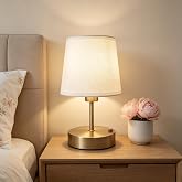 Mini Cordless Table Lamp, Dimmable Rechargeable Nightstand Lamp, Gold | 3000mAh battery, stepless touch dimming, 2700K warm light, fabric shade and portable design for bedside, bedroom and office.