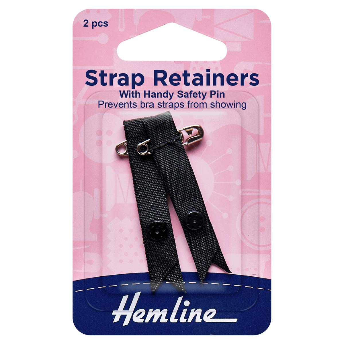Hemline H788.B Black Bra Shoulder Strap Retainer 1 Pair With
