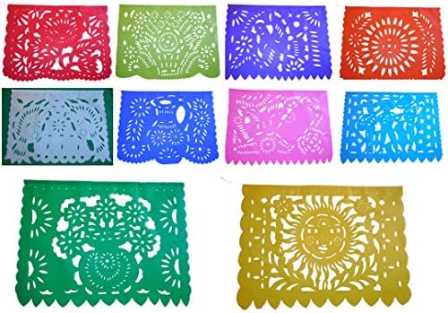 Large TISSUE PAPER Mexican Papel Picado Banner fiesta theme (15 Feet Long) Designs as Pictured