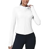 MIER Womens Workout Jackets Full Zip Up Cropped Slim Fit Lightweight Athletic Running Track Gym Tops, Thumb Holes & Pockets