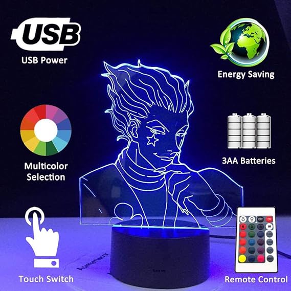 Anime 3d Lamp Kids Light Night 16 Colour Decor Light Led Illusion Optical Anime Lamp Kids Night Light Gift Touch Remote Control For Room Decoration Or Birthday Present Night Lights A