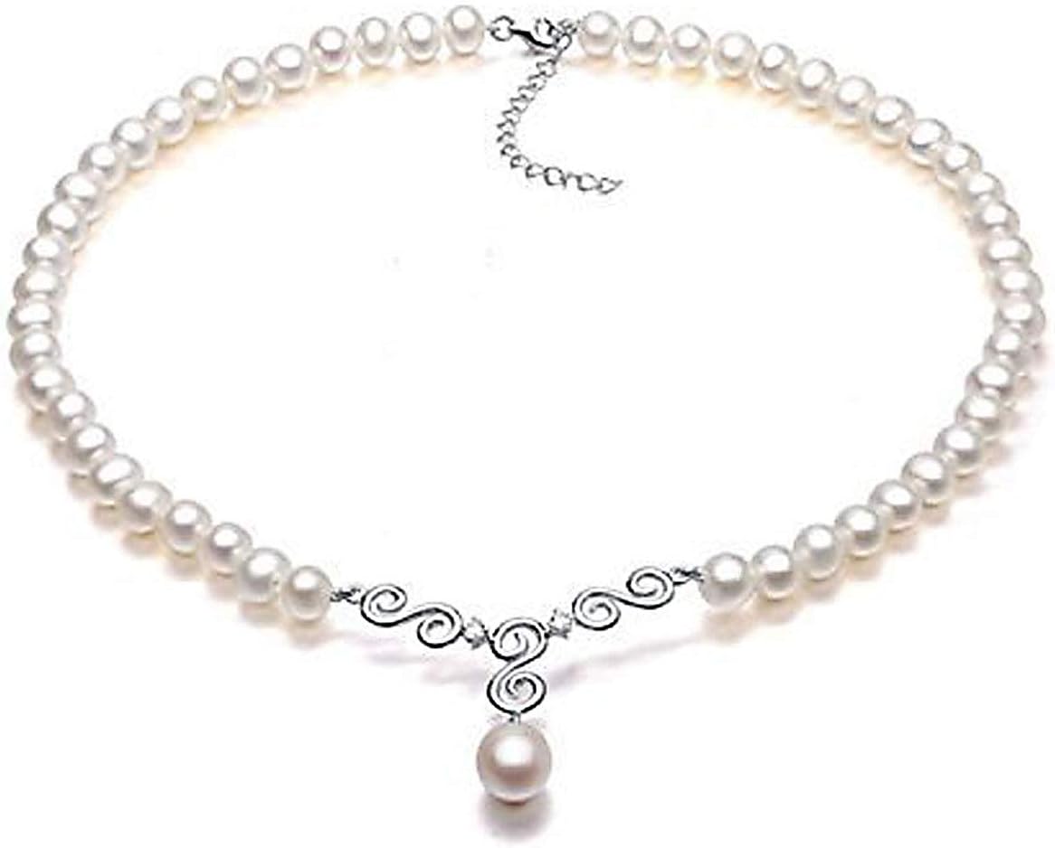 Pearl Necklace with Cultured Freshwater Pearl Pendant 18K Gold Plated Sterling Silver Gifts for Women- VIKI LYNN