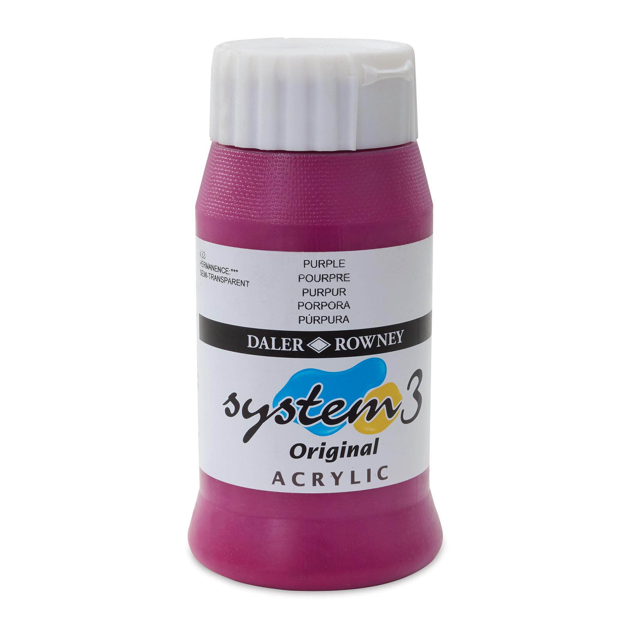 Daler-Rowney System3 Acrylic Paint, Plastic Pot, 16.91oz - 500 ml, Purple