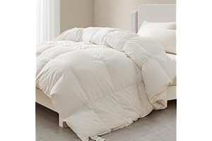 Maple&Stone Feather Down Comforter King Size, All Season Duvet Insert with 8 Corner Tabs, 100% Organic Cotton Luxury Hotel Bedding (106 x 90 Inches)