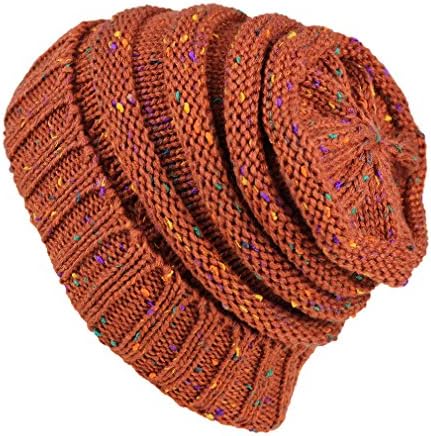 Sven Home Soft Slouchy Beanies Knit Warm Winter Unisex Cap Thick Women's Men Hat (colorful Copper)