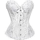 Corset Tops For Women Satin Overbust Lace up Busiter Shapewear Outfit