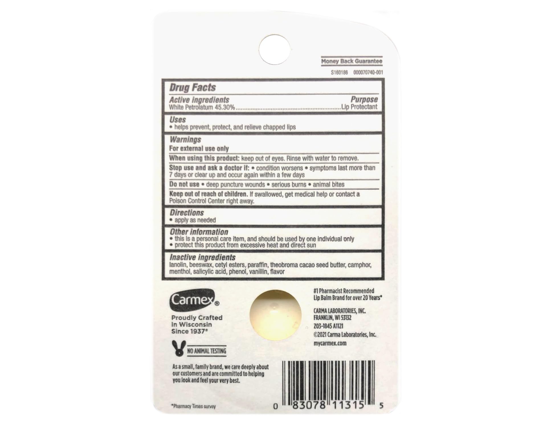 Carmex Lip Balm Pot, Original, 0.25 ounce (Pack of 3)