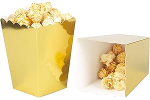 Gold Popcorn Boxes Cardboard Container for Party Supplies,Pack of 36