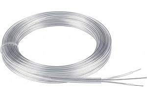 Clear 2 Conductor Lamp Cord with Steel Wire - 0.75mm² Transparent Electrical Wire for Hanging Lights, 2 Cable for DIY Lightin