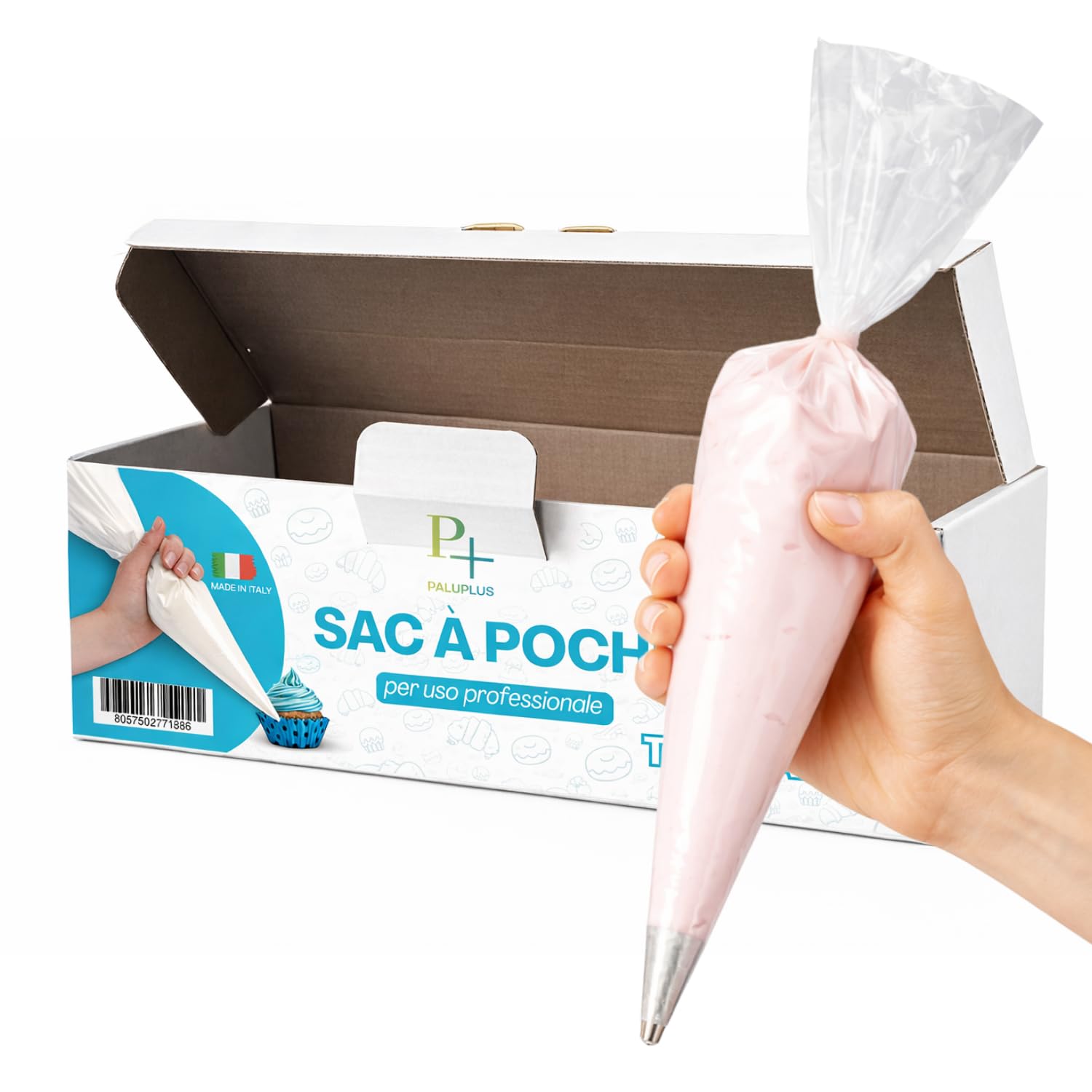 VIRSUS Pack of 100 Disposable Clear Bags for Desserts, Cake Design, Cake Decoration, Biscuits, 55 cm Pastry Bag