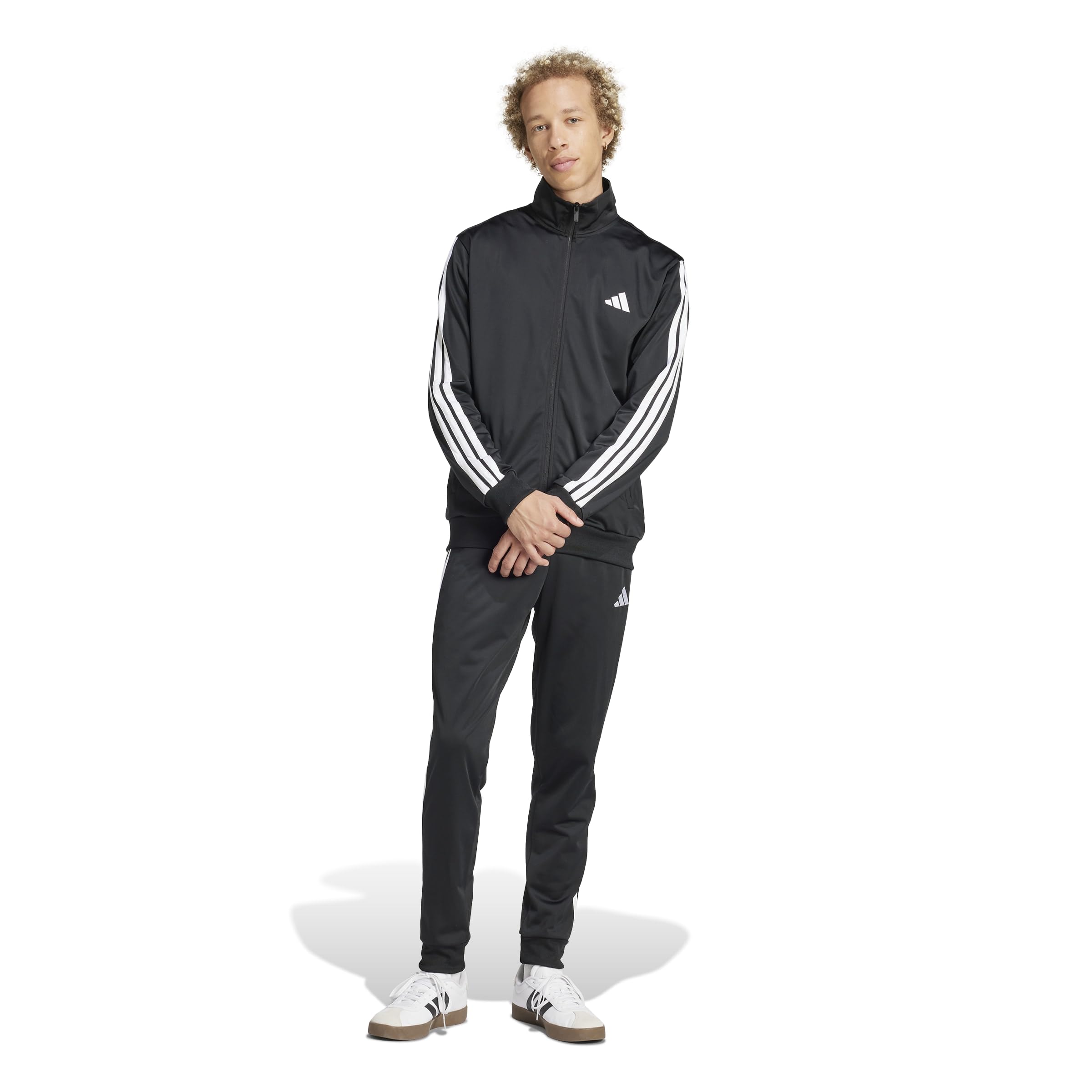 Photo 1 of adidas Men's Basic 3-Stripes Tricot Track Suit, Black, Large