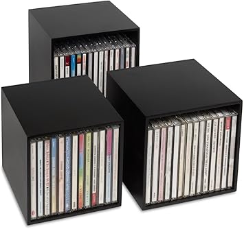 cubix Caja de almacenamiento de CD de madera de color negro ...