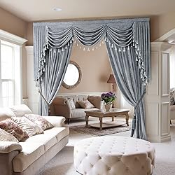ELKCA Luxury Thick Chenille Window Curtains Valance