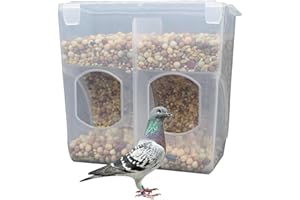 MDAKEGO Automatic Pigeon Bird Feeder Water, Plastic Feeder Water Dispenser Drinkers for Cage, No Mess Hanging Parrot Food Bowl Container, Cage Accessories for Parakeet Quail Bird Chicken (2 Hole-Hook)