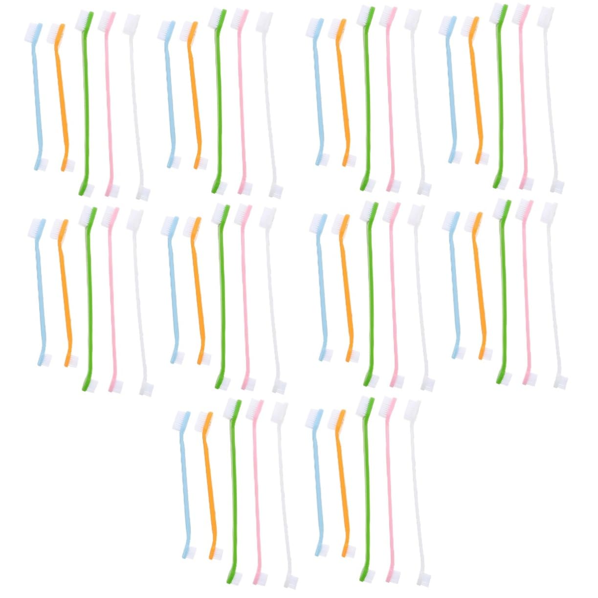 Didiseaon 50pcs Dog Toothbrush Pet Cleaning Toothbrush Dual-Head for Puppy Oral Clean