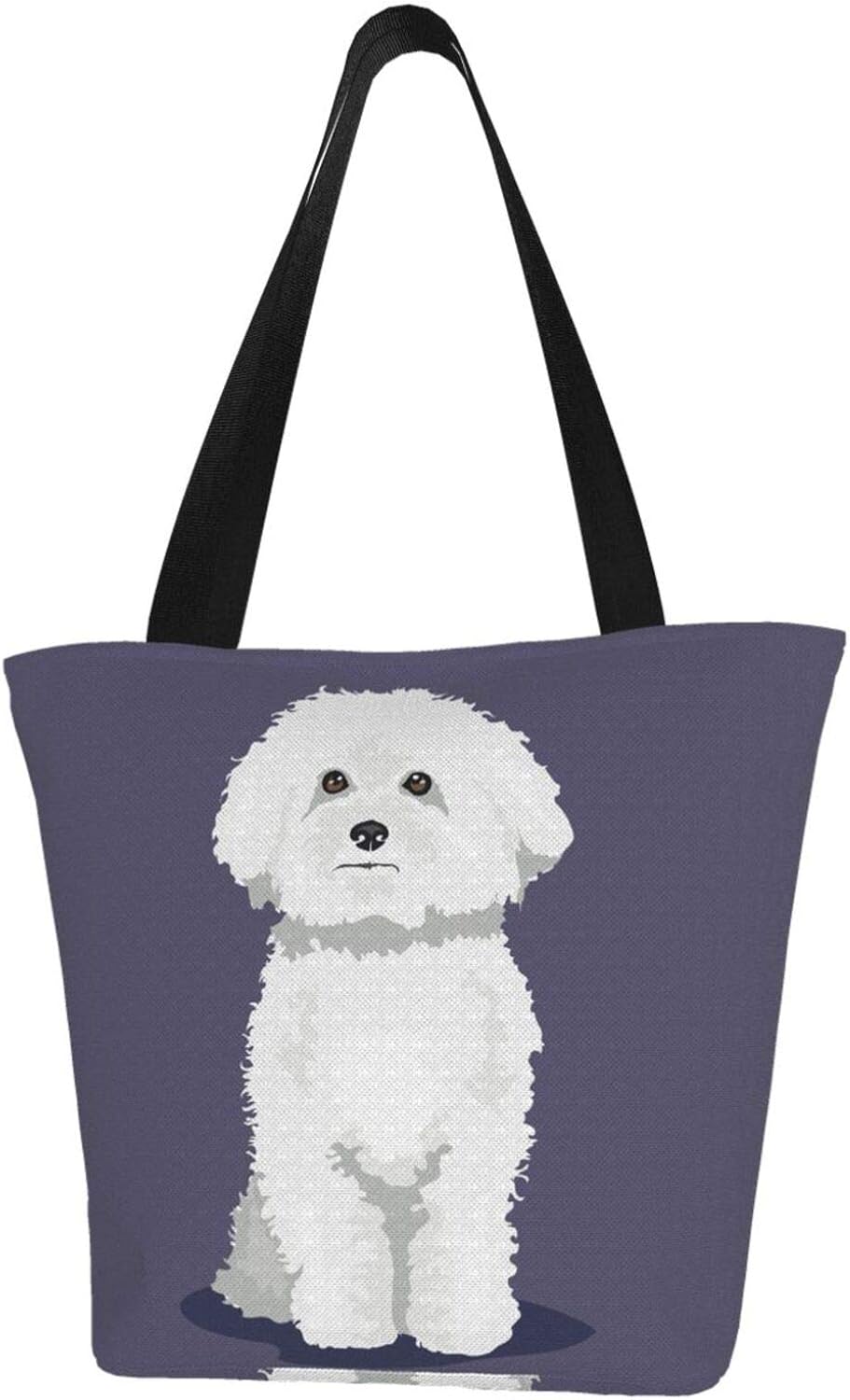 White Bichon Frise Dog Beach Bag for Women with Zipper