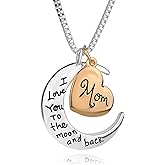 Blerameng I Love You to the Moon and Back Necklace, Gift for Mom, Mother-Daughter Woman Necklace Pendant