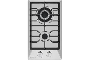 Empava 12 in. Gas Stove Cooktop 2 Italy Sabaf Sealed Burners NG/LPG Convertible in Stainless Steel