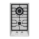 Empava 12 Inch Built-In Gas Cooktop with 2 Sealed SABAF Burners, Stainless Steel Surface, Dishwasher Safe Cast Iron Grates, NG/LPG Convertible