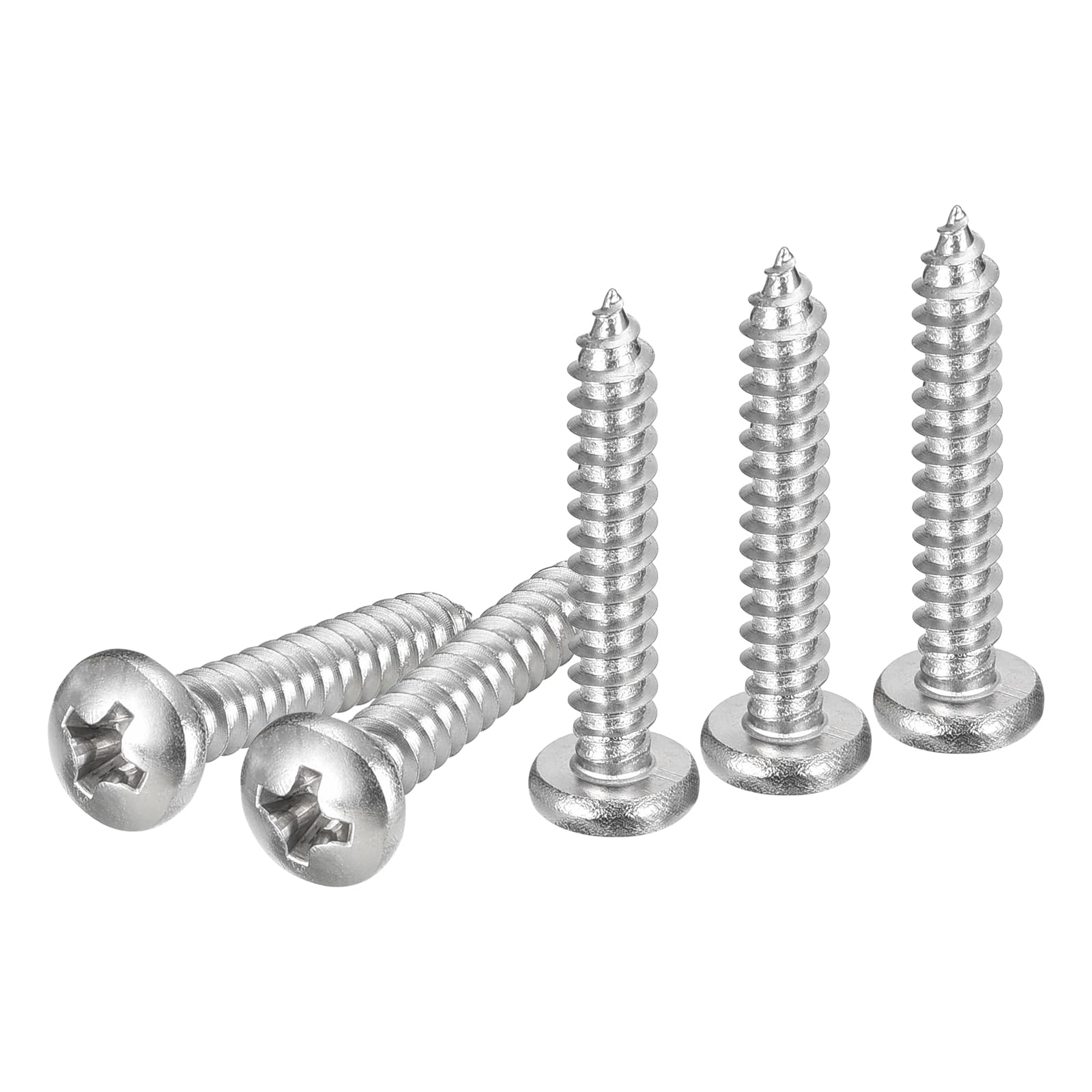 DTGN #8x1" Phillips Pan Head Self-tapping Screw - 100Pack - Bright Finish 304 Stainless Steel Sheet Metal Screws Wood Screws — image 1