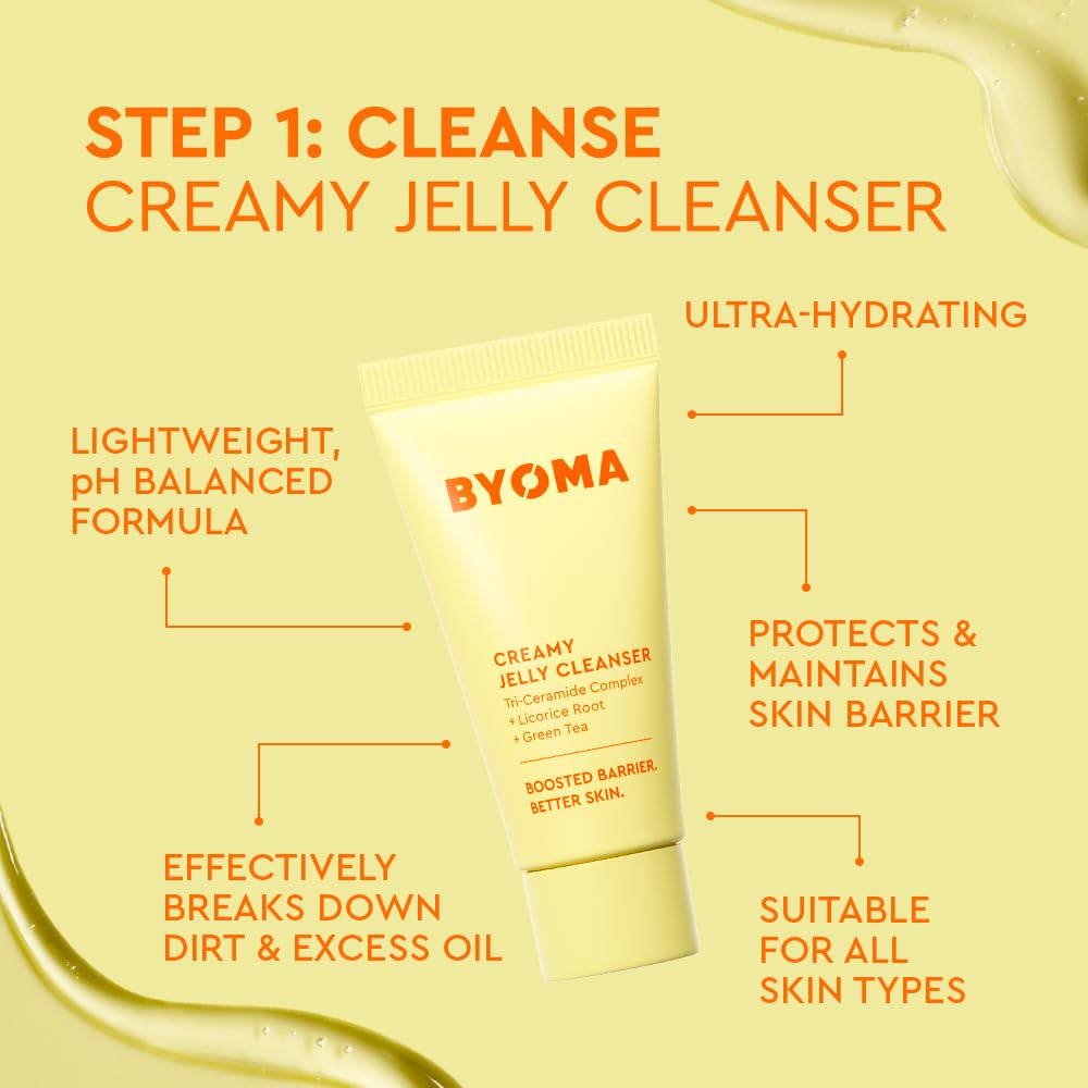 BYOMA Universal Skincare Heroes (5-Piece Kit) - Skincare Gift Set with Jelly Cleanser, Milky Toner, Hydrating Serum, Gel Cream & SPF 50 - Skin Barrier Repair Gift Set with Makeup Bag