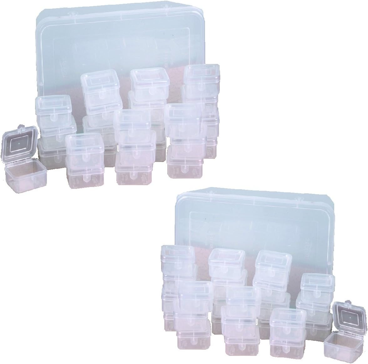 Two Sets of 24 X 2 (48) Individual Containers Organizers with Snap Lock Lids Art & Craft Small Storage Boxes Tool Coin Screws Bolts and more