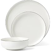 Oneida 896602 24 Seven Black Rim 12-Piece Dinnerware Set