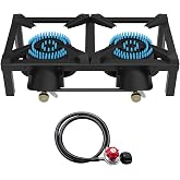 BESTFIRE Double Burner Propane Camping Stove with Independent Control Valves &amp; 5PSI Hose - Heavy Duty Portable Outdoor Cooker for BBQ, Tailgating, and Camping