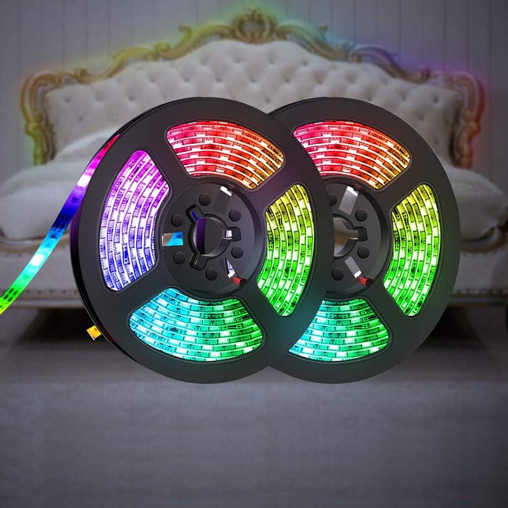 Sunboia RGB LED Strip Lights 2M 2Pack Flexible TV Backlight Bias Lighting LED Lights Waterproof 5050 with Battery Powered for Xmas Home DIY Desktop PC Music Festival Jellyfish Party Decorations - Image 5
