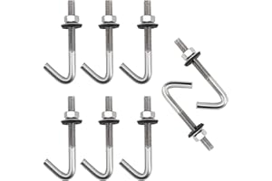 (20 Pieces) M5x60mm Roof Anchor Bolt Concrete Anchors Screws J Hook 304 Stainless Steel 7 Shape Wall Hook Long Shank Hooks Wi
