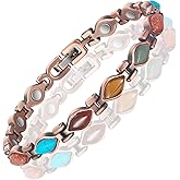 EnerMagiX Copper Bracelets for Women, Pure Copper with Colored Turquoise Bracelet, 3500 Gauss Magnets, Fashion Jewelry（FUTI-1）
