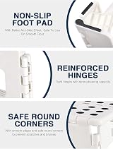 HOUSE DAY 13 Inch Folding Step Stool Non Slip Portable White view 4