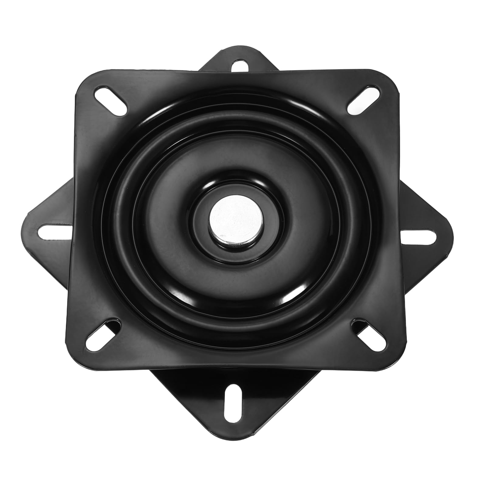 Photo 1 of uxcell 5" Bar Stool Swivel Replacement, 360° Rotation Lazy Susan Turntable, Square Ball Bearing Seat Swivel Base Mount Plate for Recliner Chair or Table, Black (125x1.8mm)