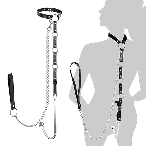 anal plug chain Intimate™ 2IN1 Metal Anal Plug with Handcuffs(Ankle Cuffs) Chain S& main image 0