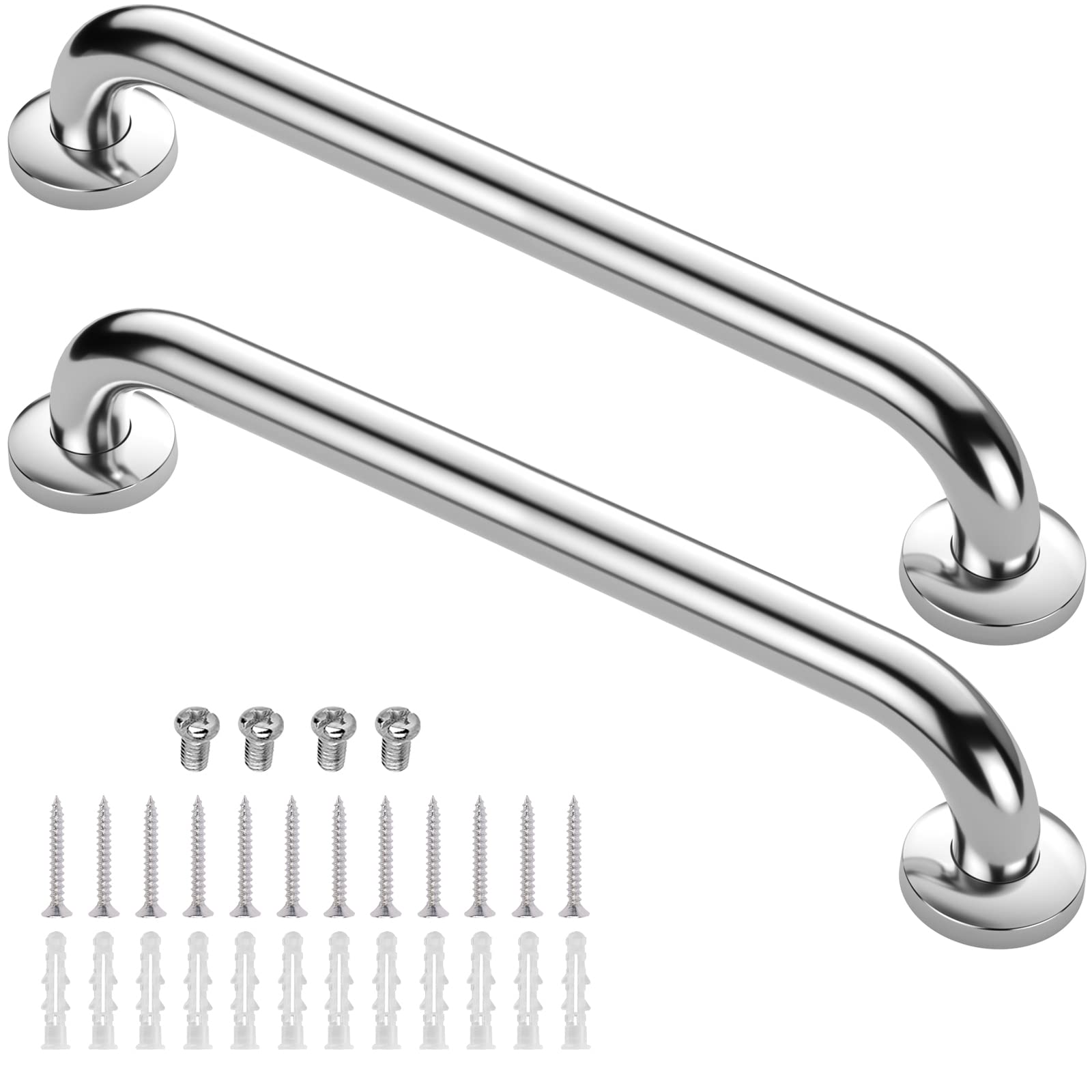 Gotega 2 Pack Bathroom Grab Rail, 24 Inch Stainless Steel Shower Hand Rail, Grab Handles, Safety Hand Rail Mobility Aids for Elderly, Children and Disability