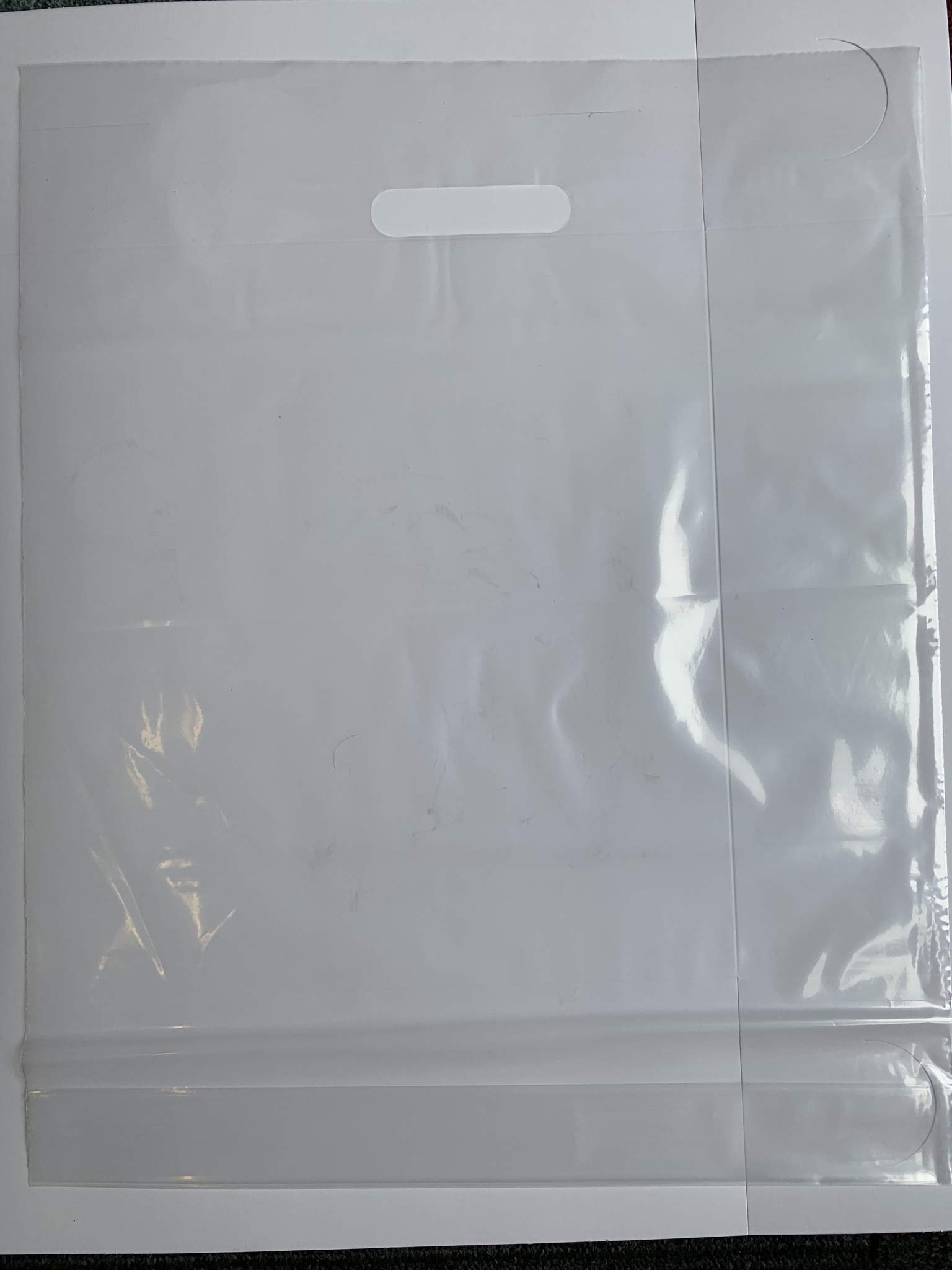 SMALL MEDIUM LARGE CLEAR PLASTIC BAGS BOUTIQUE SHOPPING GIFT BOUTIQUE PARTY FANCY GIFT SHOP CARRIER BAG (15'' x 18'' + 3'', 100)