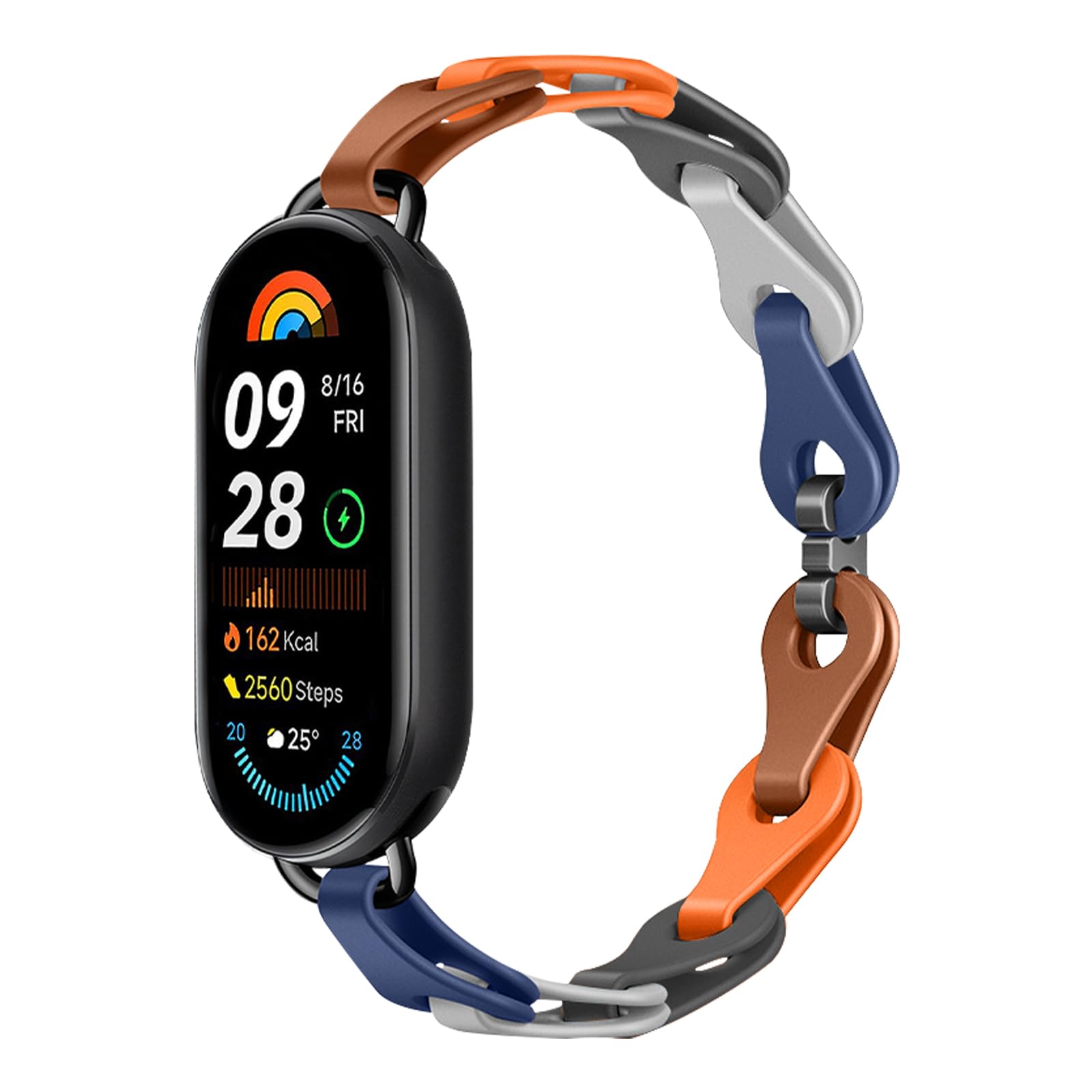 MiKoyi Silicone Watch Strap Compatible with Xiaomi Smart Band 10 9, Soft Breathable Replacement Band, Adjustable Sport Smart Watch Straps for Xiaomi Mi Band 10/9, Green Rainbow