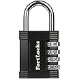 FortLocks Padlock - 4 Digit Combination Lock for Gym Outdoor & School Locker, Fence, Case & Shed – Heavy Duty Resettable Set Your Own Combo – Waterproof & Weatherproof (1 Pack - Black)