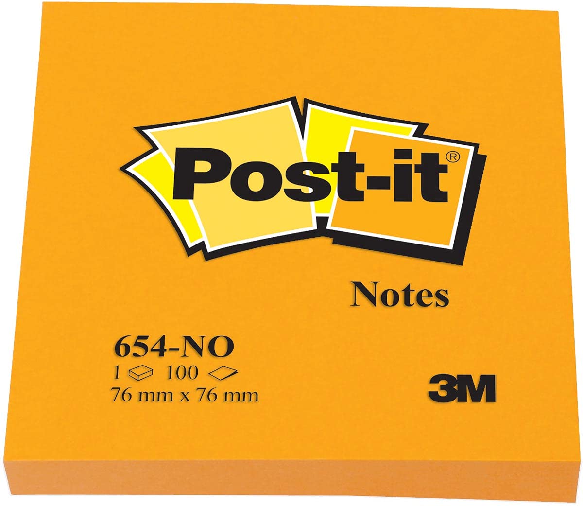 Post-it Notes, Neon Orange Colour, 76 mm x 76 mm, 6 Pads