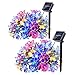 Qedertek 2 Pack Christmas Solar String Lights, 21ft 8 Modes 50 LED Blossom Fairy Garden String Lights for Outdoor, Home, Lawn, Wedding, Patio, Party,Halloween and Holiday Decorations (Multi-Color)