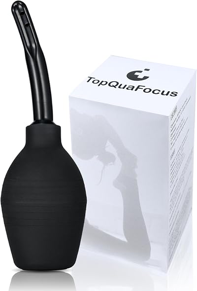 TopQuaFocus 10oz Silicone Enema Bulb Kit with 4.96in Nozzle Black