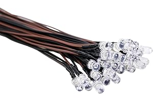 EDGELEC 30pcs 12 Volt 5mm Warm White LED Lights Emitting Diodes Pre Wired 7.9 inch DC 12v LED Light Clear Lens Small LED Lamps