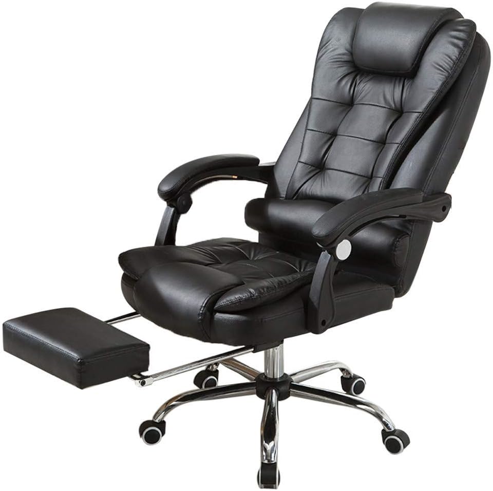 LINGLONGAN Ergonomic Gaming Chair with Footstep for PC Computer Laptop, Adjustable Video Game Chair for Player Officer Black