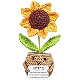 Gorbgle Positive Sunflower Doll Crochet Plant with Card, Handmade Emotional Support Plush, Thank You Gifts for Teacher, Coworker, Mom, Sister, Best Friend - Christmas, Mother’s Day, Birthday Gift